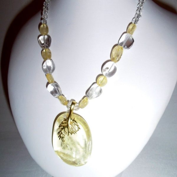 slnečný náhrdelník - citrín kalcit horský kryštál náhrdelník image