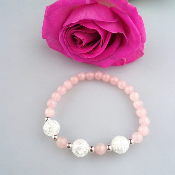 striebro, ruženín, krištál náramok image