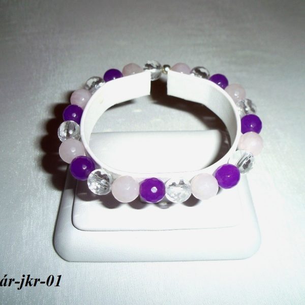 ametystový jadeit ruženín kryštál náramok image