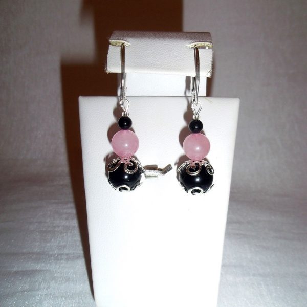 nočná ruža náušnice z ruženínu a ónyxu image