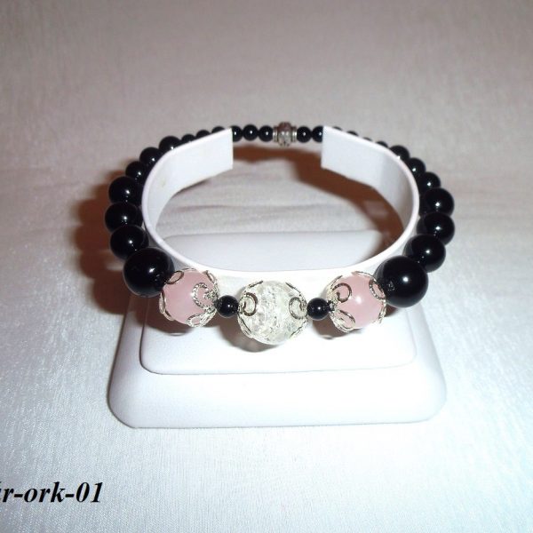 nočná ruža náramok z ónyxu ruženínu a kryštálu image