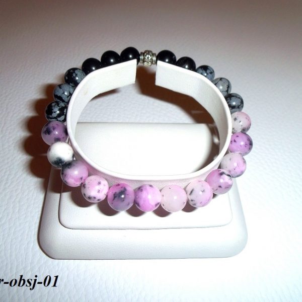 náramok kvety noci obsidián a jadeit image