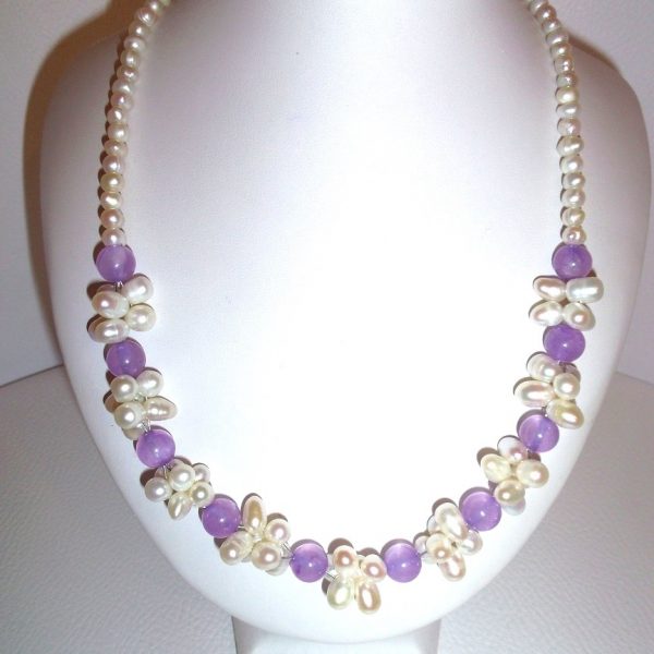 ametystový jadeit perly náhrdelník image