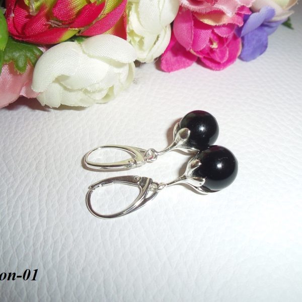 ónyx náušničky striebro image