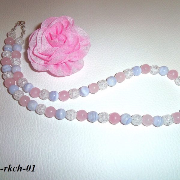 chalcedón ruženín kryštál náhrdelník image