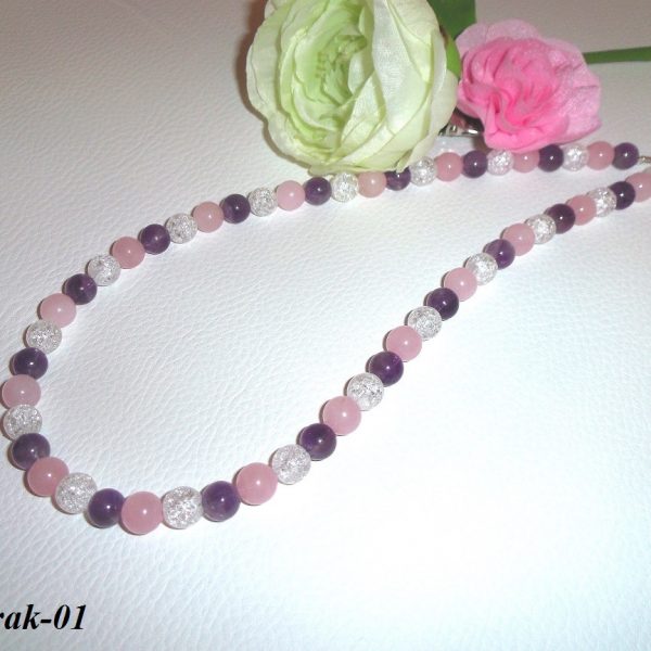 ruženín ametyst kryštál náhrdelník image