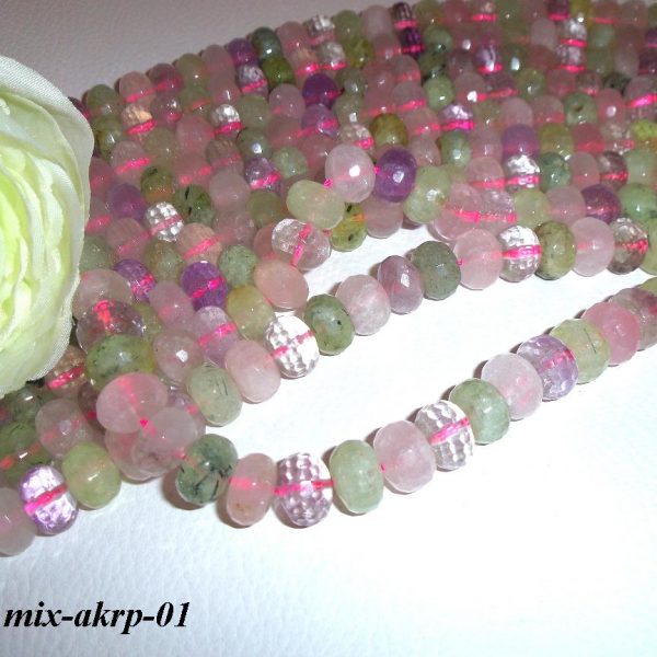 ametyst kryštál prehnit ruženín korálky image