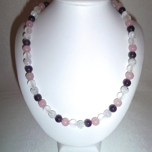 ruženín, ametyst, kryštál náhrdelník image