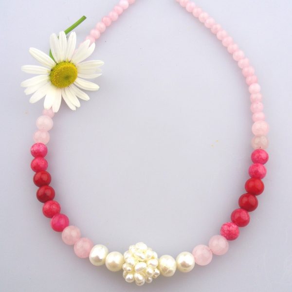 perly ruženín koral jadeit náhrdelník image
