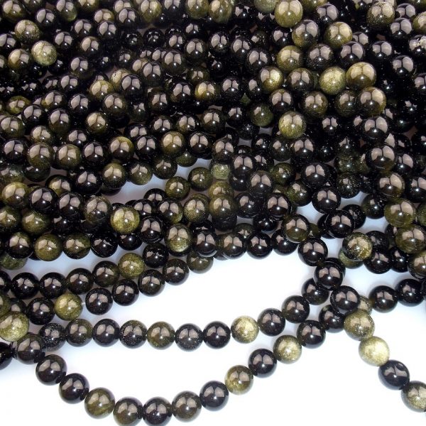 obsidián zlatý korálky 8mm image