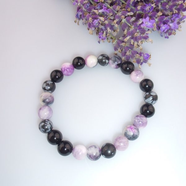 ónyx obsidián jadeit levandula náramok image