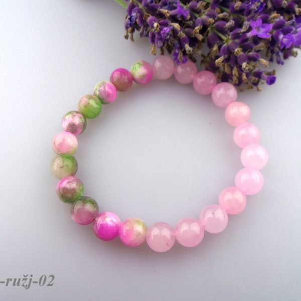 ruženín a jadeit náramok ružová dúha image