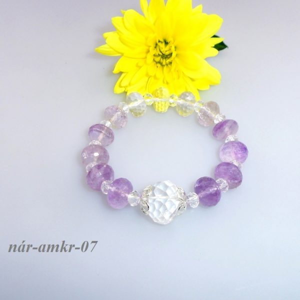 ametyst a kryštál brúsený náramok image