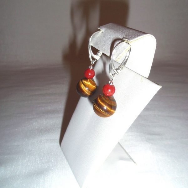 náušnice tigrie oko, koral image