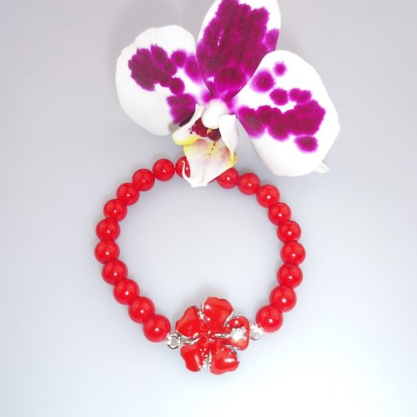 jadeit náramok červený kvet image