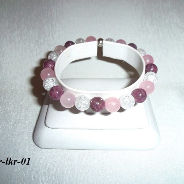 lepidolit, kryštál , ruženín náramok image