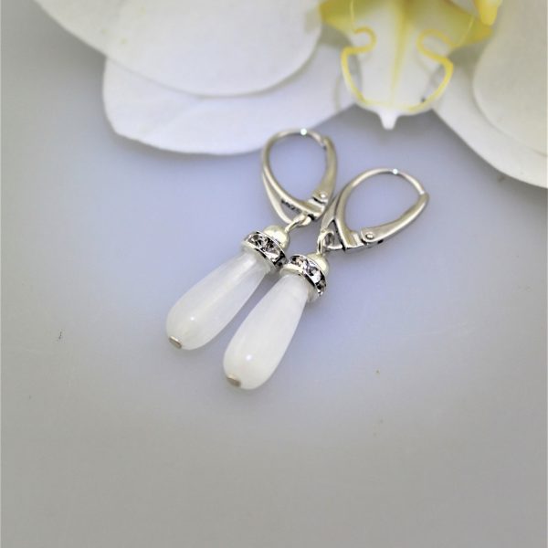 náušnice selenit v striebre-slzičky image