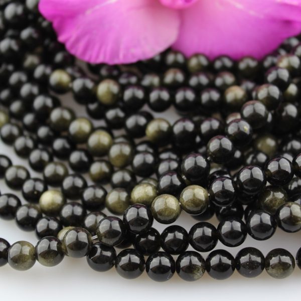 obsidián zlato-čierny korálky 8mm AKCIA! image