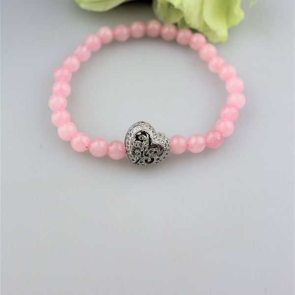 ruženín a srdce strieborné náramok image