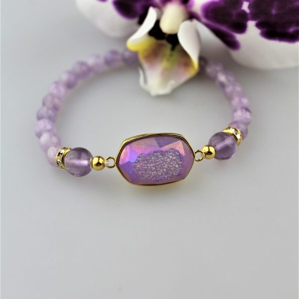 ametyst a drúza náramok luxusný image