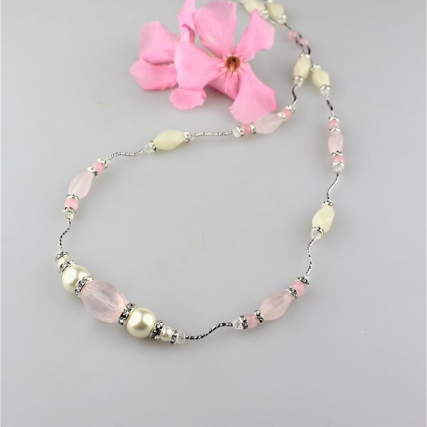 Ruženín perly jadeit náhrdelník dlhý image