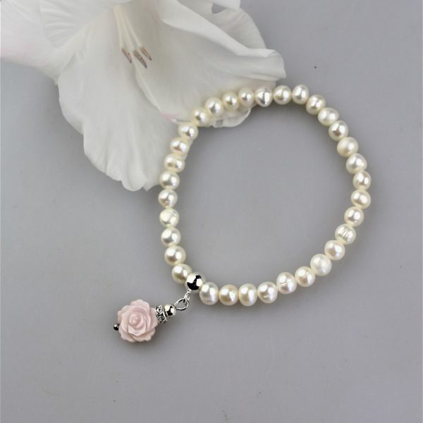 perly náramok svadobný s ružičkou image