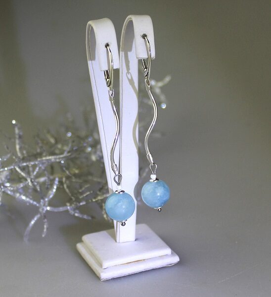 akvamarín náušnice dlhé - nau-kor-12