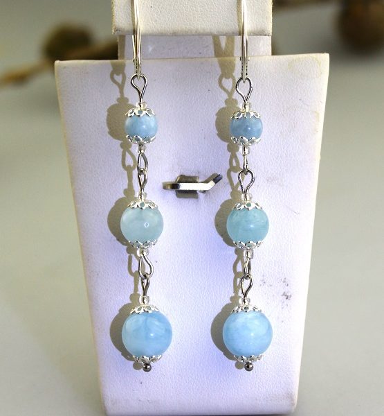 Akvamarín v striebre náušnice - nau-akv-05 image