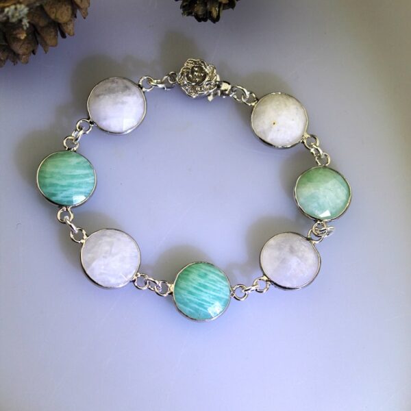 amazonit a mesačný kameň náramok - nár-kryštd-01 image