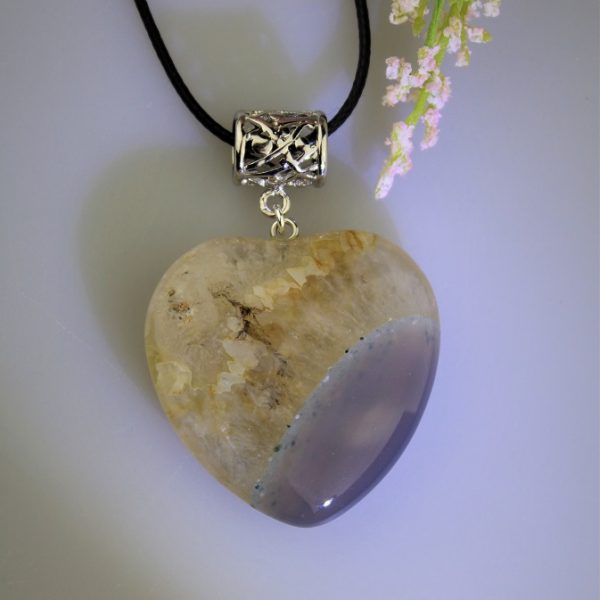 achát machový a krištál prívesok image