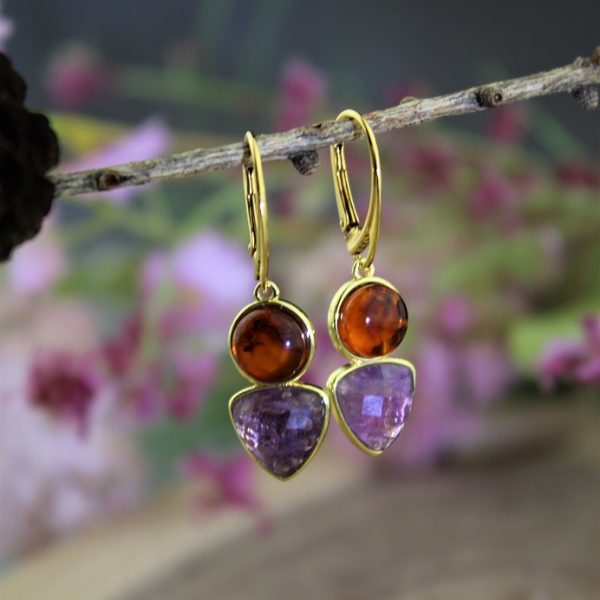 jantár a ametyst náušnice image