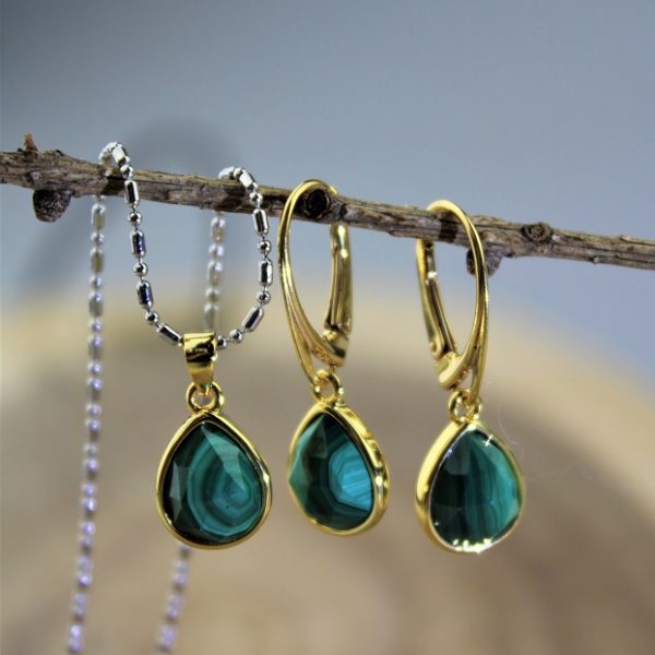 náušnice,prívesok malachit AKCIA! image