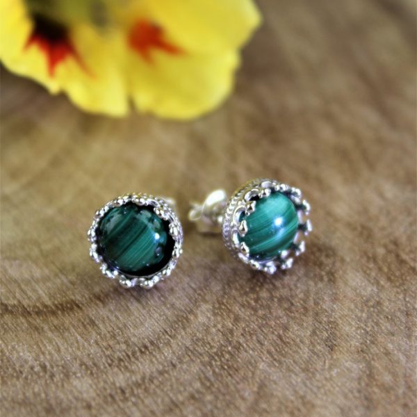 malachit náušnice strieborné image