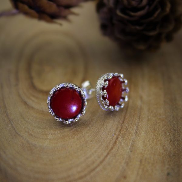 koral náušnice strieborné napichovacie image