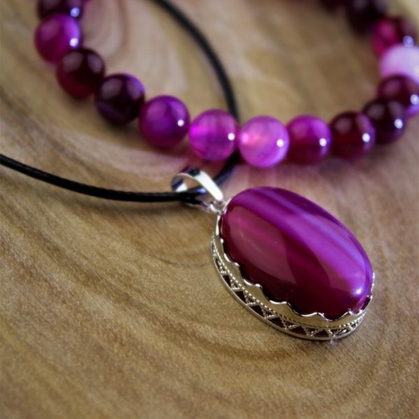 achát prívesok a náramok set AKCIA! image