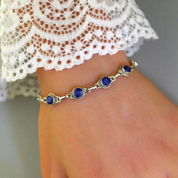 zafír náramok v striebre - nár-zaf-07